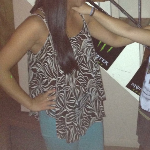 Open back black and white floral sheer tank - Picture 1 of 7